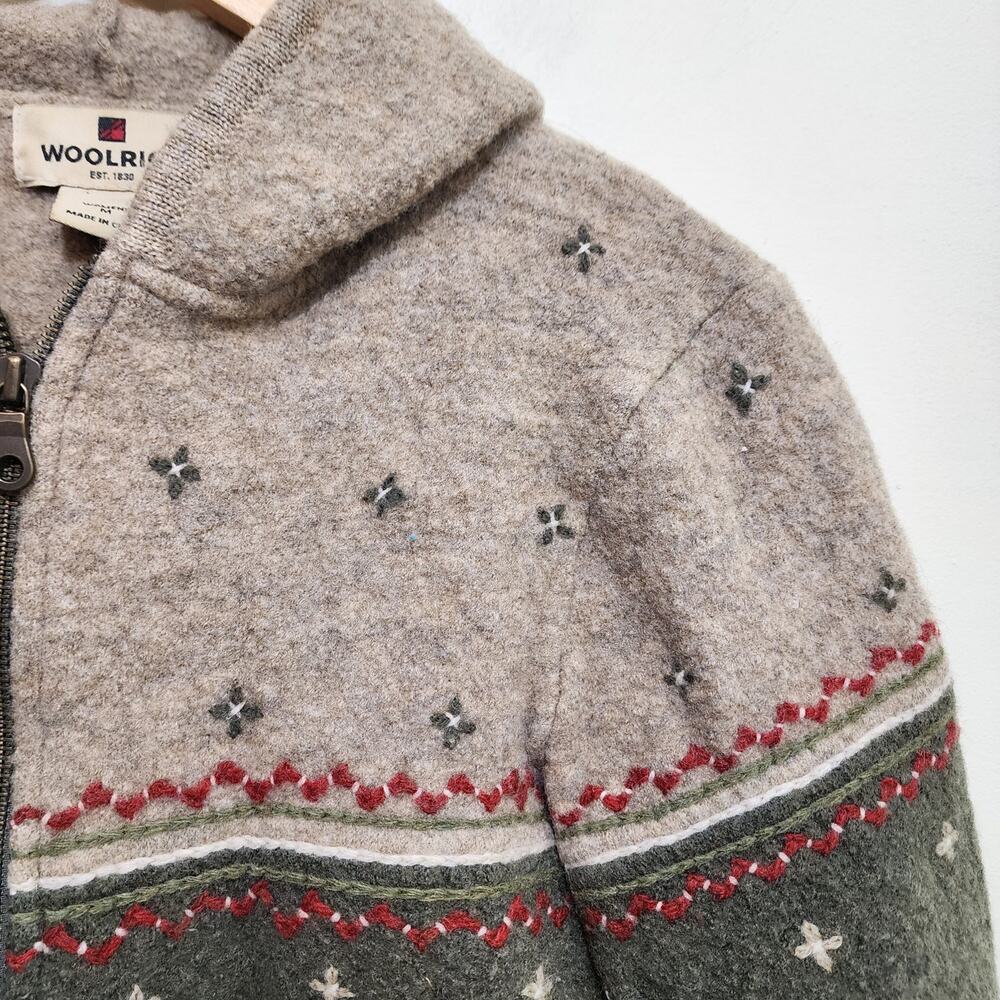 Vintage Woolrich 100% wool zip front embroidered hooded sweater woman's size Med - Picture 4 of 11
